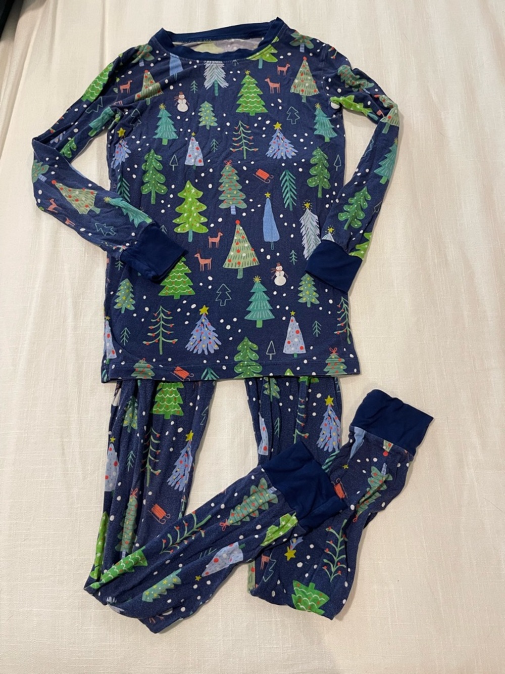 Little Sleepies Navy Blue Holiday Tree Pajama Set